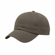 USA-made 6U Khaki Organic Twill baseball cap, 3q view, manufactured in Newark NJ