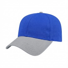 USA-made 6L Royal Blue-Light Gray Ripstop baseball cap, 3q view, manufactured in Newark NJ
