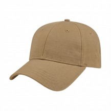 USA-made 6L Coyote Ripstop baseball cap, 3q view, manufactured in Newark NJ