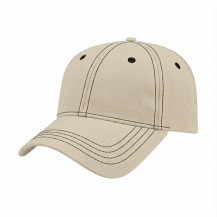 USA-made 6L Putty-Black Ripstop baseball cap, 3q view, manufactured in Newark NJ