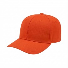USA-made 6S Orange Ripstop baseball cap, 3q view, manufactured in Newark NJ