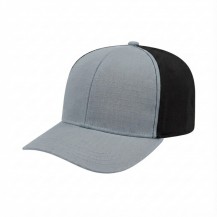 USA-made 6S Light Gray-Black Ripstop baseball cap, 3q view, manufactured in Newark NJ