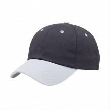 USA-made 6U Dark Gray-White Ripstop baseball cap, 3q view, manufactured in Newark NJ
