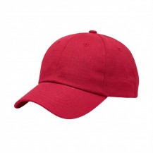 USA-made 6U Red Ripstop baseball cap, 3q view, manufactured in Newark NJ