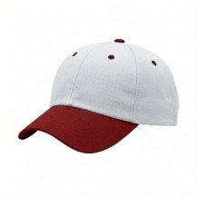 USA-made 6U White-Red Ripstop baseball cap, 3q view, manufactured in Newark NJ