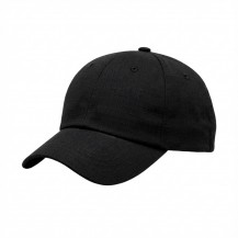 USA-made 6U Black Ripstop baseball cap, 3q view, manufactured in Newark NJ