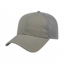 USA-made 6L Light Gray Chino baseball cap, 3q view, manufactured in Newark NJ