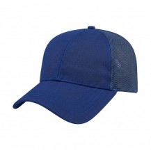 USA-made 6L Royal Blue Chino baseball cap, 3q view, manufactured in Newark NJ