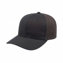 USA-made 6S Dark Gray Chino baseball cap, 3q view, manufactured in Newark NJ