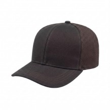 USA-made 6S Dark Gray Chino baseball cap, 3q view, manufactured in Newark NJ