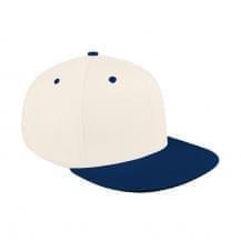 White-Navy Canvas Snapback Flat Brim