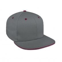 Light Gray-Burgundy Wool Leather Flat Brim