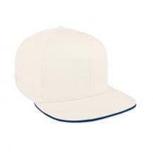 White-Navy Canvas Snapback Flat Brim