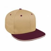 Khaki-Burgundy Ripstop Velcro Flat Brim