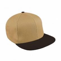 Khaki-Black Canvas Leather Flat Brim