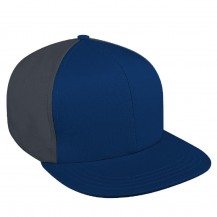 Navy-Dark Gray Split Flat Brim Twill Leather Baseball Cap
