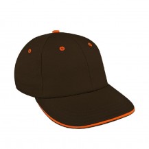 Black-Blaze Orange Accent Trim Lowstyle Twill Leather Baseball Cap