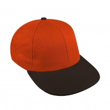 Orange-Black 2 Tone Lowstyle Twill Leather Baseball Cap
