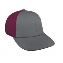Light Gray-Burgundy Split Lowstyle Twill Leather Baseball Cap