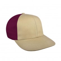 Khaki-Burgundy Split Prostyle Twill Leather Baseball Cap