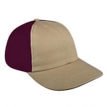 Khaki-Burgundy Ripstop Leather Dad Cap