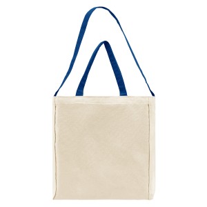 USA Made Natural/Royal Natural Canvas T Bottom Shoulder Carry Tote