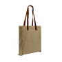 Leather Handle Zipper Pocket Natural Gusset