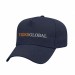 USA-made 5L Navy Chino baseball cap, decorated view, manufactured in Newark NJ