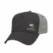 USA-made 5L Dark Gray-Light Gray Chino baseball cap, decorated view, manufactured in Newark NJ
