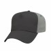 USA-made 5L Dark Gray-Light Gray Chino baseball cap, 3q view, manufactured in Newark NJ
