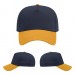 USA-made 5L Navy-Athletic Gold Chino baseball cap, virtual view, manufactured in Newark NJ
