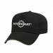 USA-made 5L Black-Khaki Chino baseball cap, decorated view, manufactured in Newark NJ