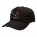 USA-made 5S Black Chino baseball cap, decorated view, manufactured in Newark NJ