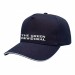 USA-made 5S Navy-White Chino baseball cap, decorated view, manufactured in Newark NJ