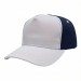 USA-made 5S White-Navy Chino baseball cap, 3q view, manufactured in Newark NJ