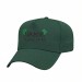 USA-made 5L Hunter Green Brushed Denim baseball cap, decorated view, manufactured in Newark NJ