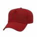USA-made 5L Red Brushed Denim baseball cap, 3q view, manufactured in Newark NJ