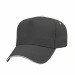 USA-made 5L Dark Gray-White Brushed Denim baseball cap, 3q view, manufactured in Newark NJ