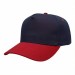 USA-made 5S Navy-Red Brushed Denim baseball cap, 3q view, manufactured in Newark NJ