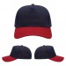 USA-made 5S Navy-Red Brushed Denim baseball cap, virtual view, manufactured in Newark NJ