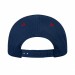 USA-made 5S Royal Blue-Red Brushed Denim baseball cap, back view, manufactured in Newark NJ