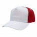 USA-made 5S White-Red Brushed Denim baseball cap, 3q view, manufactured in Newark NJ