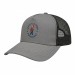 USA-made 5S Light Gray-Black Chino baseball cap, decorated view, manufactured in Newark NJ