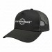 USA-made 5S Black Chino baseball cap, decorated view, manufactured in Newark NJ