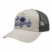 USA-made 5S Putty-Black Chino baseball cap, decorated view, manufactured in Newark NJ