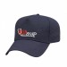 USA-made 5L Navy Cotton Duck baseball cap, decorated view, manufactured in Newark NJ