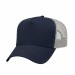 USA-made 5L Navy-White Polycotton Twill baseball cap, 3q view, manufactured in Newark NJ