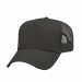 USA-made 5L Black Polycotton Twill baseball cap, 3q view, manufactured in Newark NJ
