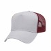 USA-made 5L White-Red Polycotton Twill baseball cap, 3q view, manufactured in Newark NJ
