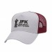 USA-made 5L White-Red Polycotton Twill baseball cap, decorated view, manufactured in Newark NJ